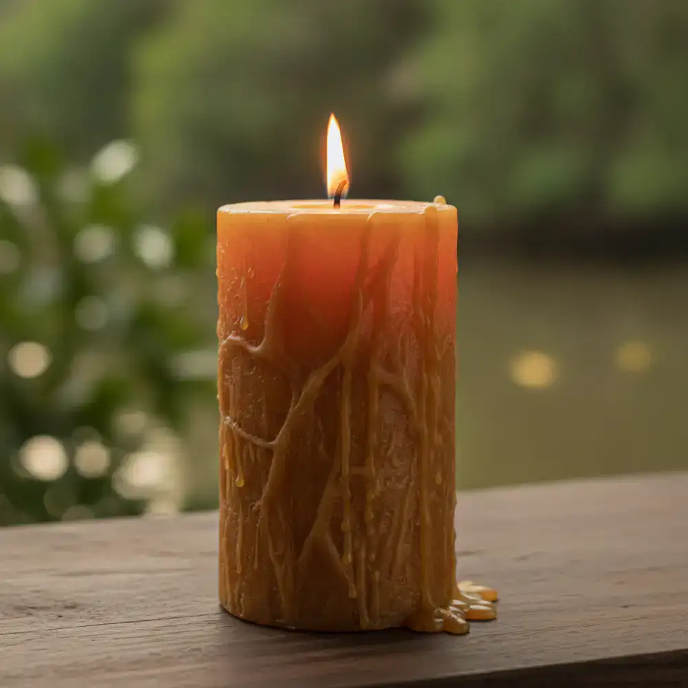 Sundarbans Amber thick pillar candle